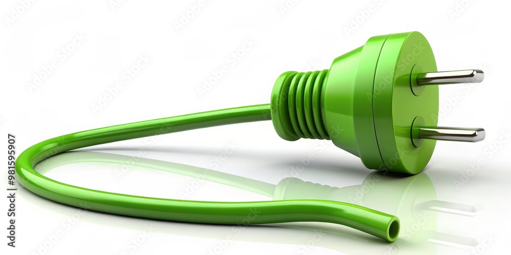 Green Electric Plug with Cord, Plug, Power, Energy Green Electric Plug with Cord, Plug, Power, Energy