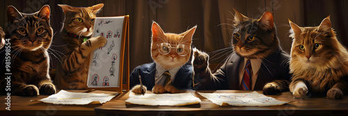 Cat Board Meeting: Feline CEOs Discuss the Future of Catnip Industry Amid Hilarious Purrformance Reviews photo