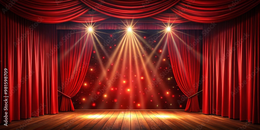 custom made wallpaper toronto digitalRed Velvet Curtains with Spotlight on Stage, stage curtain, spotlight, theater curtain