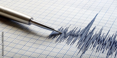 Seismograph Recording with Pen on Graph Paper, earthquake , seismology , geology photo