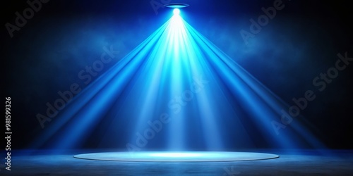 Spotlight on a Circular Platform, Blue Light, Stage ,spotlight, stage photo