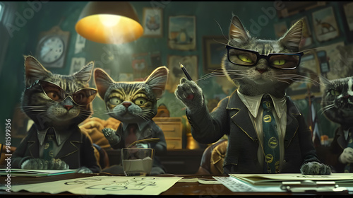 Cat Board Meeting: Feline CEOs Discuss the Future of Catnip Industry Amid Hilarious Purrformance Reviews photo