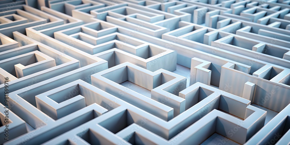 The Labyrinth of Challenges 3D Render of a White Maze, Challenge, Maze, Labyrinth