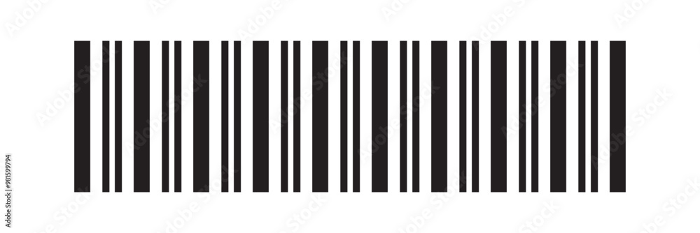 Barcode Icon. Almost black barcode for scanning to check product prices Isolated on white background. Barcode Icon. Almost black barcode for scanning to check product prices Isolated on white background.