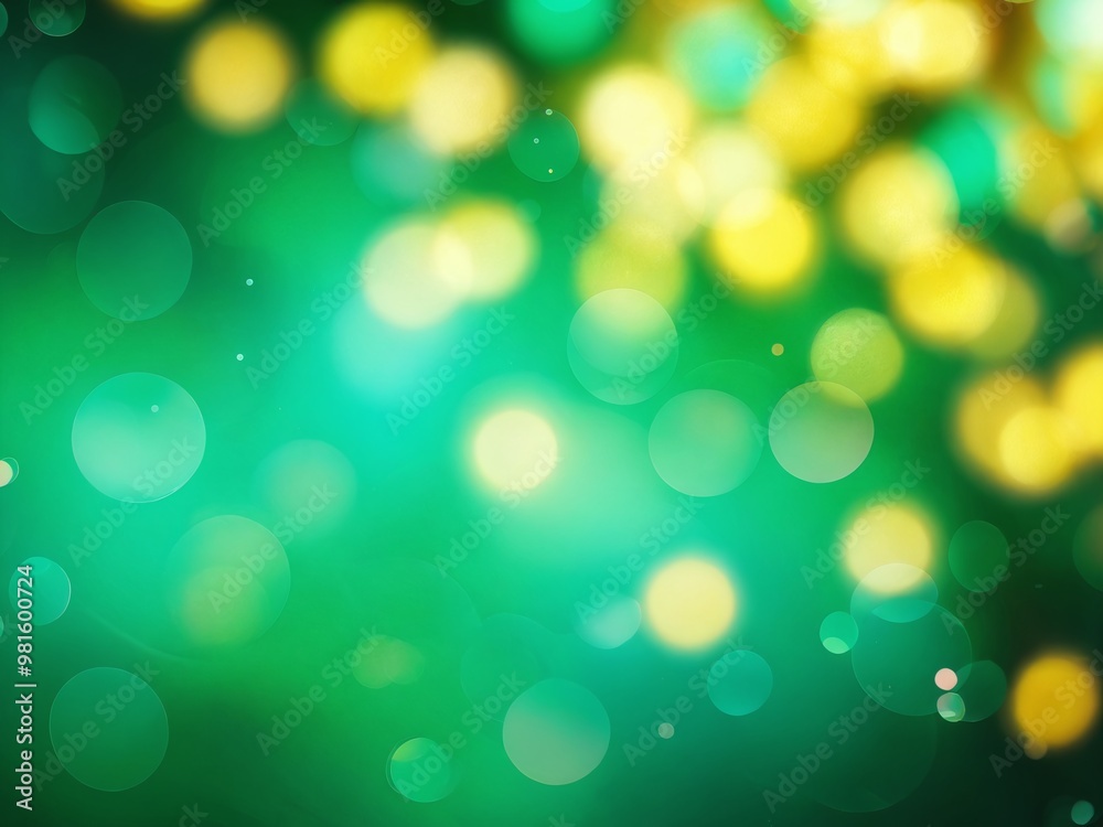 Fototapeta premium Softly blurred bokeh lights in shades of green and yellow create a calming background effect