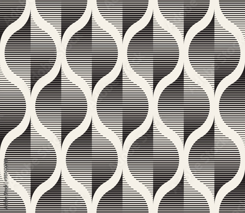 Vector seamless pattern. Repeating geometric elements. Stylish monochrome background design.