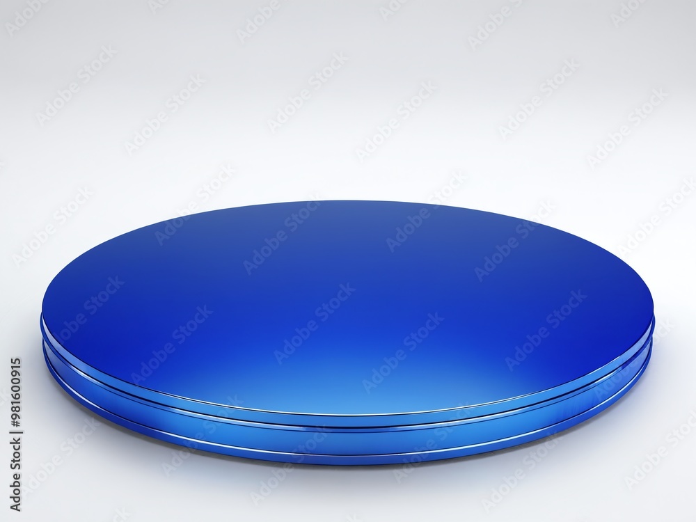 A smooth blue circular platform on a neutral background, ideal for showcasing products or displays in a minimalist setting A smooth blue circular platform on a neutral background, ideal for showcasing products or displays in a minimalist setting
