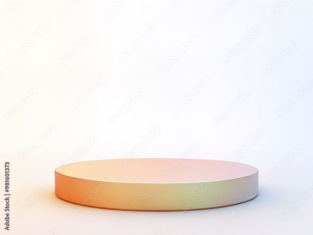 A minimalist podium with a soft gradient design, set against a white background for product showcasing or artistic displays A minimalist podium with a soft gradient design, set against a white background for product showcasing or artistic displays