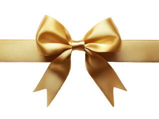 A beautifully crafted golden bow sits prominently on a smooth ribbon, ideal for enhancing gifts for birthdays, weddings, and holidays, creating an elegant presentation