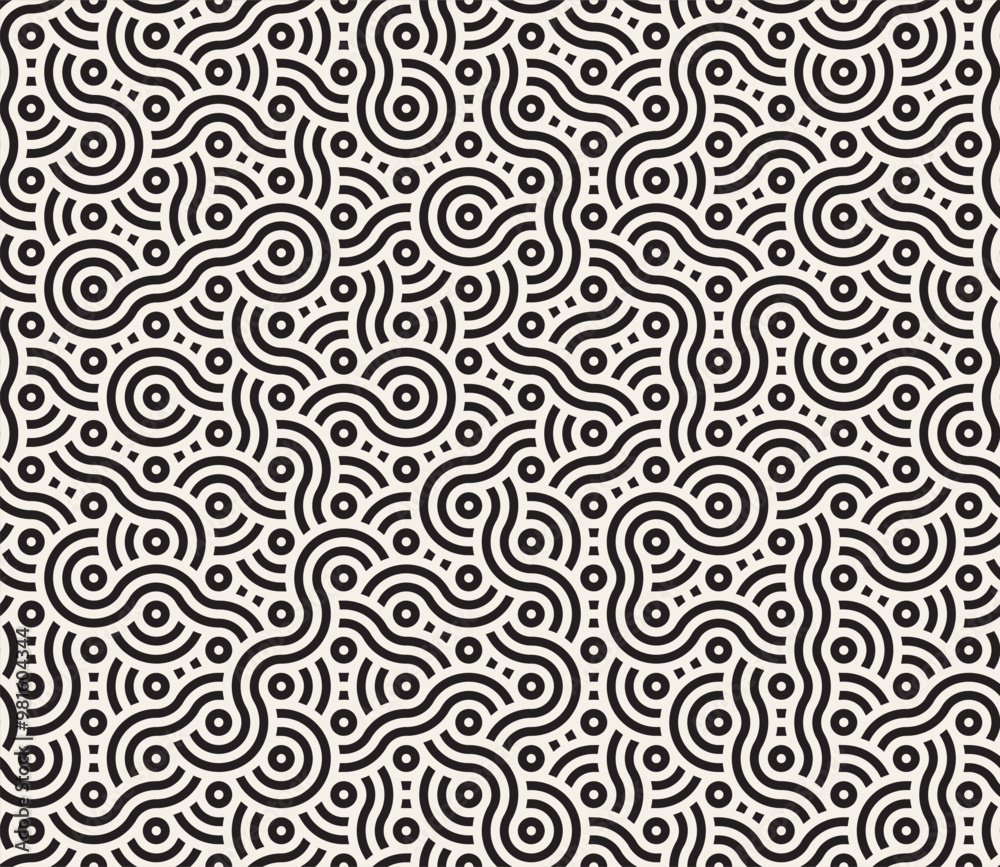 Fototapeta premium Vector seamless geometric pattern. Stylish abstract irregular shapes background. Repeating interwoven lines design.