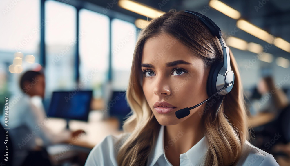 Junge Frau im Callcenter Junge Frau im Callcenter