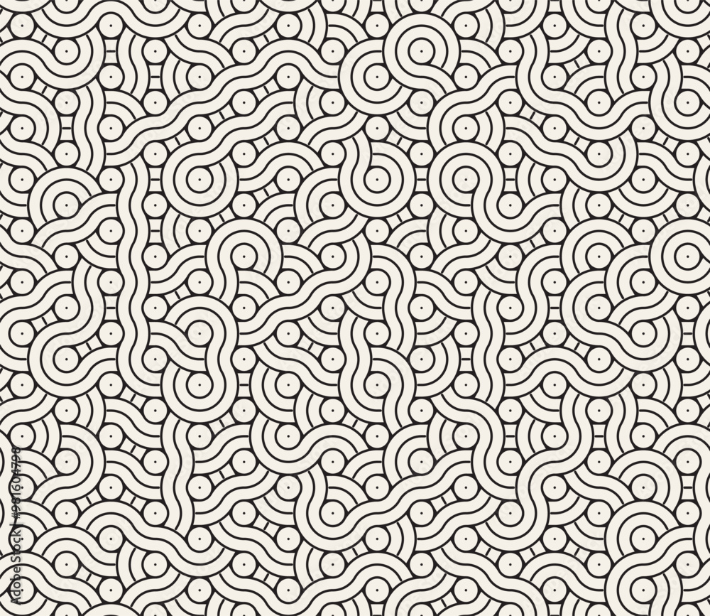 Vector seamless geometric pattern. Stylish abstract irregular shapes background. Repeating interwoven lines design. Vector seamless geometric pattern. Stylish abstract irregular shapes background. Repeating interwoven lines design.