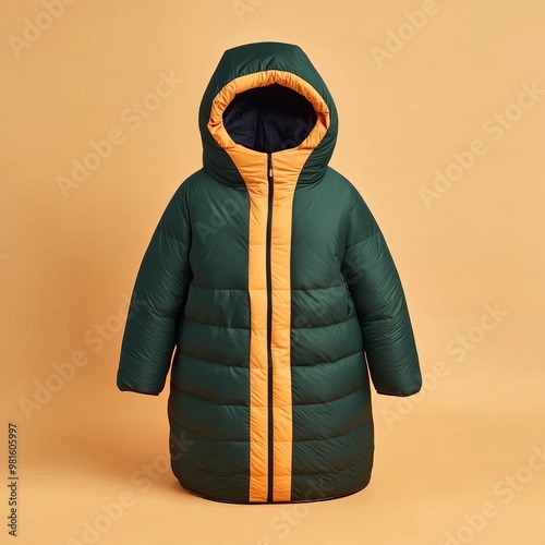 Fashion-forward sleeping bag modeled as a wearable, hybrid jacket-sleeping bag, sleeping bag, fashion meets functionality photo