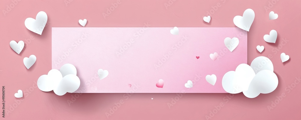 A whimsical pastel background featuring white hearts and fluffy clouds perfect for celebrating love or special occasions A whimsical pastel background featuring white hearts and fluffy clouds perfect for celebrating love or special occasions