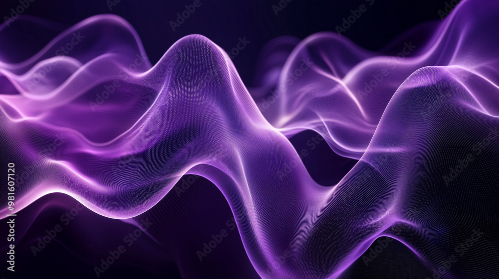 Flowing purple waves on dark background, abstract energy with smooth and glowing motion Flowing purple waves on dark background, abstract energy with smooth and glowing motion