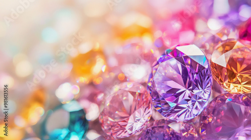 illustration of different colored diamonds in purple and pink