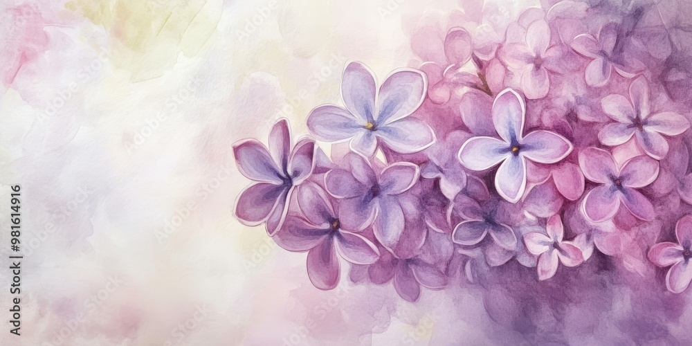 Purple watercolor flower painting on white background. Purple watercolor flower painting on white background.
