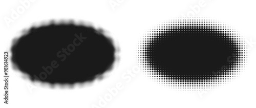 Circle Halftone Effect Gradient Vector Illustration set