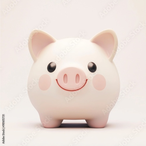 Piggy bank icon and symbol in 3D.