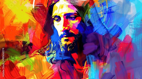 Abstract Portrait of Jesus photo