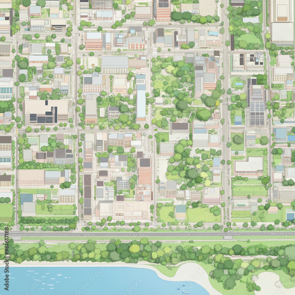 Fototapeta premium map of an imaginary European city