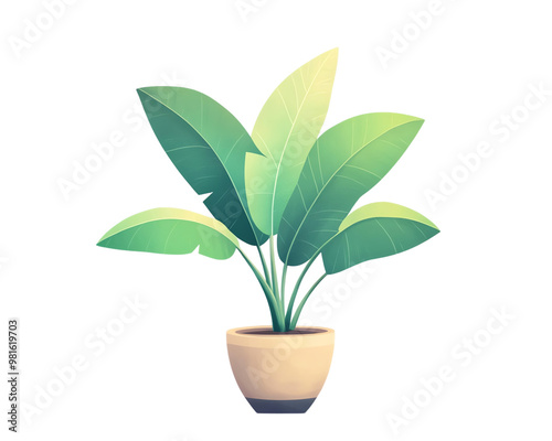 A vibrant green plant in a stylish pot, perfect for adding a touch of nature to any indoor space or office, Transparent Background.