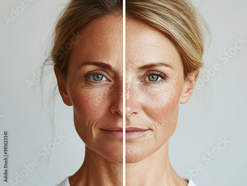 Face laser rejuvenation treatment before and after