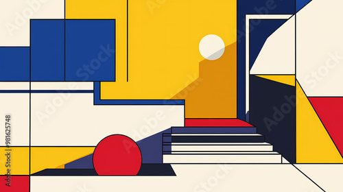 Abstract minimalism in de stijl style. De Stijl. Illustration photo