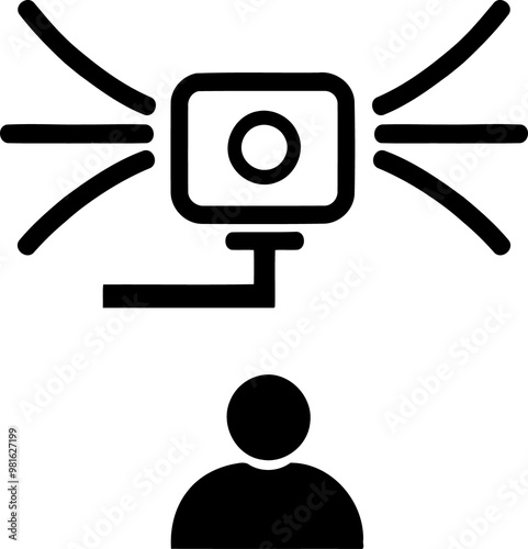 Minimalist surveillance hint on transparent background.