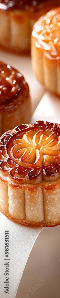 Fototapeta premium Mooncakes on a simple beautiful background. 
