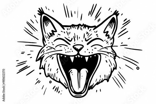  Adorable cat coloring page for children, perfect for creative stock illustrations.