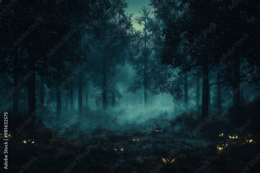 Obraz premium Enchanted Forest: Spooky Halloween Night
