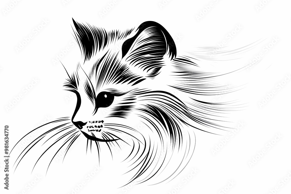 Obraz premium Adorable cat coloring page for children, perfect for creative stock illustrations.