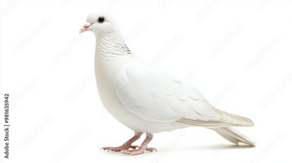 pure white dove stands alone, displaying its elegant feathers and gentle demeanor. This moment captures the beauty and tranquility of this iconic bird in stark simplicity. pure white dove stands alone, displaying its elegant feathers and gentle demeanor. This moment captures the beauty and tranquility of this iconic bird in stark simplicity.