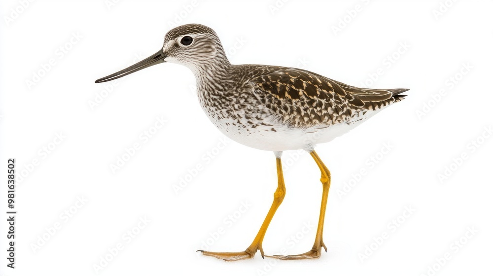 lesser yellowlegs stands gracefully in shallow water, displaying its elegant long legs and slender beak while surrounded by a tranquil environment. lesser yellowlegs stands gracefully in shallow water, displaying its elegant long legs and slender beak while surrounded by a tranquil environment.