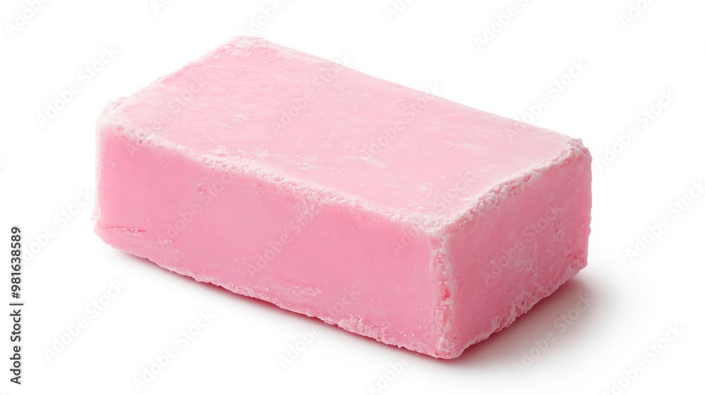 one single pink soap bar isolated on white background one single pink soap bar isolated on white background