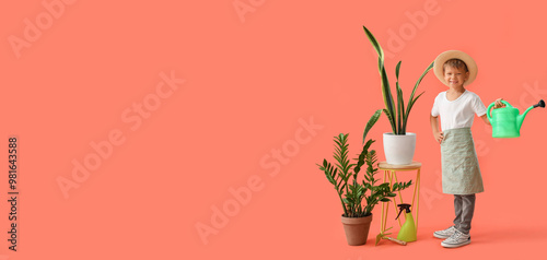 Cute little gardener with w...