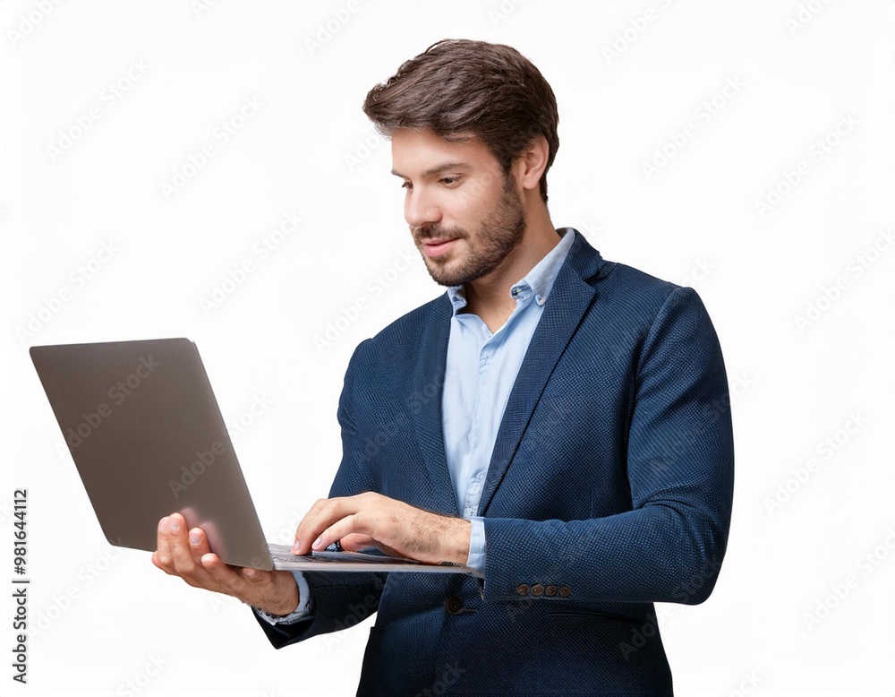 IT Specialist Working on a Laptop Isolated on White Background, Clipping Path, Full Depth of Field IT Specialist Working on a Laptop Isolated on White Background, Clipping Path, Full Depth of Field