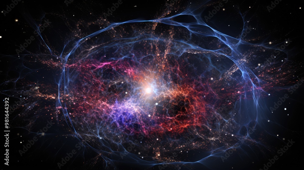 A vibrant nebula bursts with color and light, swirling with energy and mystery. A vibrant nebula bursts with color and light, swirling with energy and mystery.
