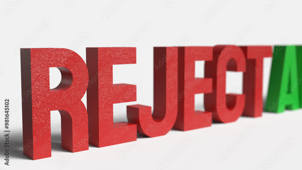 The red reject on white background image 3d rendering. The red reject on white background image 3d rendering.