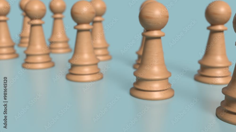 Wood chess on blue background image 3d rendering.. Wood chess on blue background image 3d rendering..