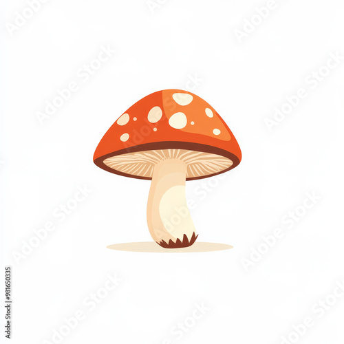 Flat illustration of a small mushroom, featuring a clean, minimalistic design with simple shading, on a white background.