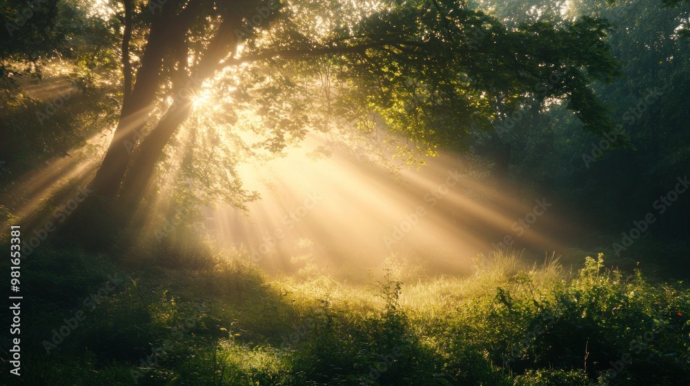 Sunlight Through Forest Trees