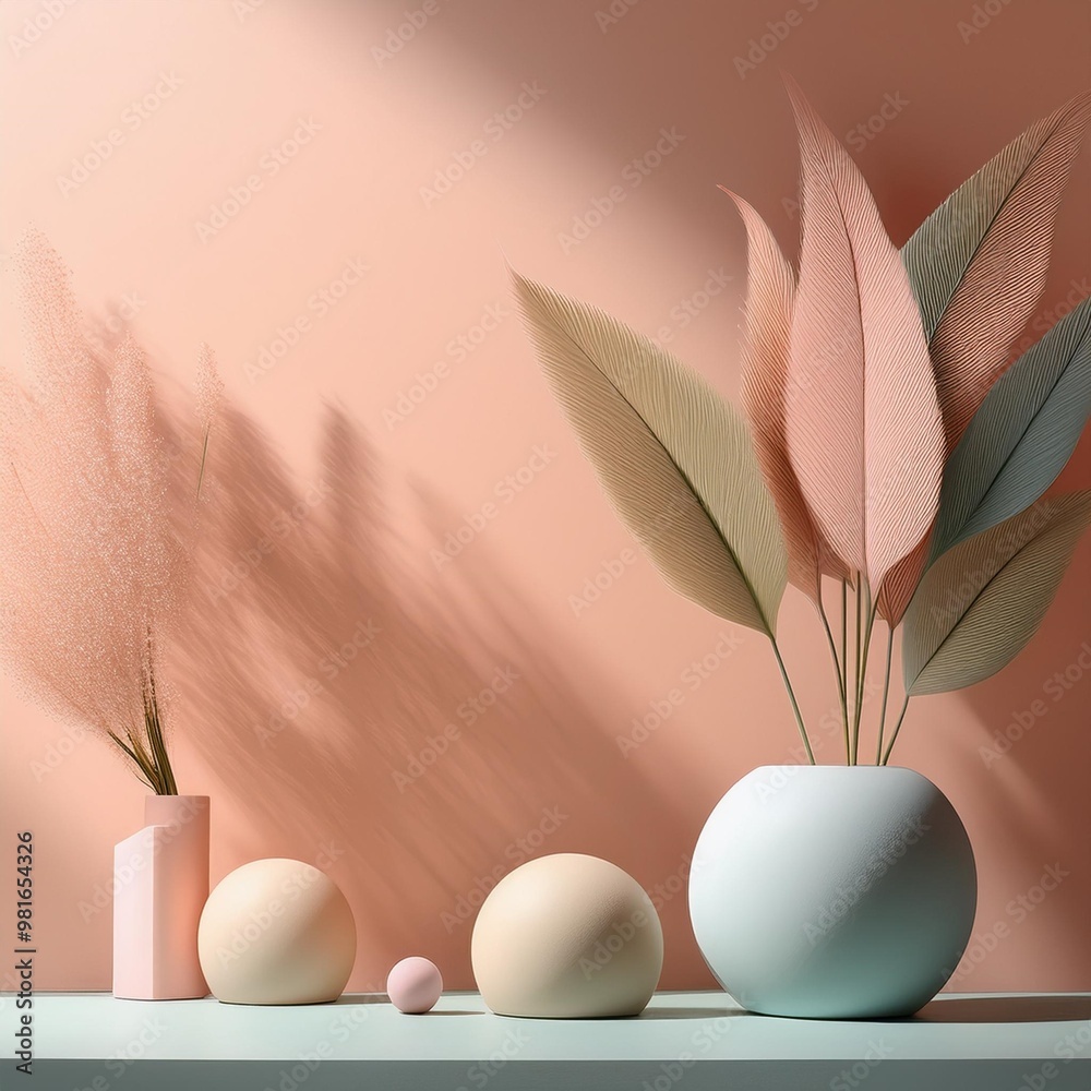 Fototapeta premium Minimalist pastel aesthetic background with depth of field for a serene and modern look