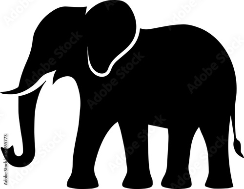 Hand drawn elephants silhouette on white background