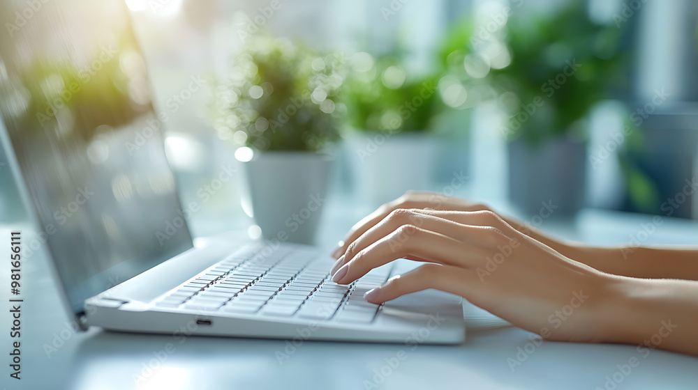 Hands typing on the keyboard