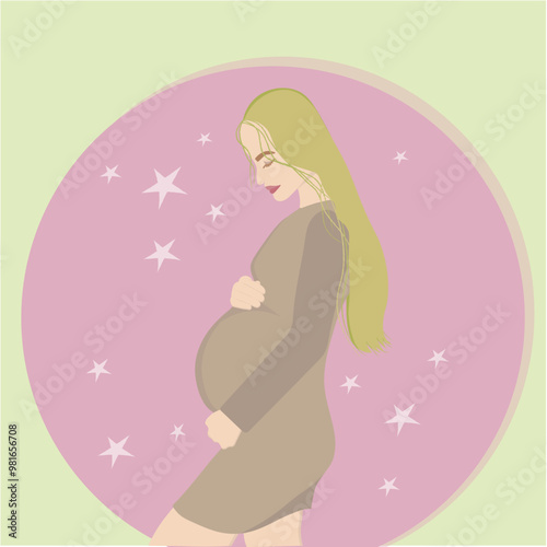 mulher com cabelo loiro gestante grávida de menina