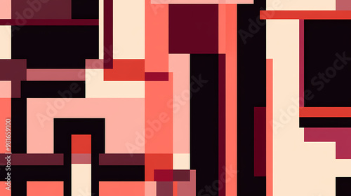 Maroon and salmon de stijl seamless pattern. De Stijl. Illustration photo