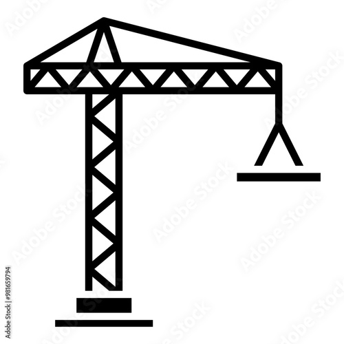 Construction crane glyph solid icon