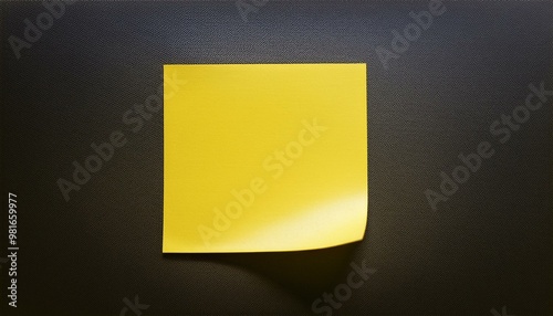  Single yellow sticky note with a slightly curled corner, centered, sharp edges, and soft sha